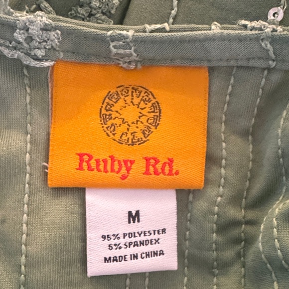 Ruby Rd. Green Tunic with Shimmering Stripes and Sequins - Picture 2 of 7